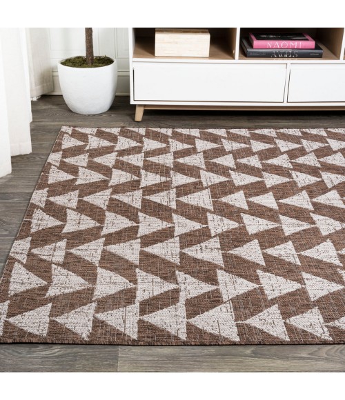 SANTA MONICA Area Rug Andratx Modern Tribal Geometric Brown/Beige 3 ft. x 5 ft. Indoor/Outdoor Area Rug