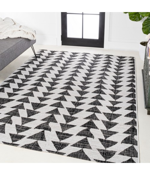 Andratx Modern Tribal Geometric Ivory/Black 3 ft. x 5 ft. Indoor/Outdoor Area Rug