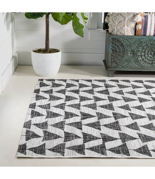 Andratx Modern Tribal Geometric Ivory/Black 3 ft. x 5 ft. Indoor/Outdoor Area Rug
