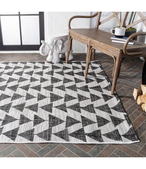 Andratx Modern Tribal Geometric Ivory/Black 3 ft. x 5 ft. Indoor/Outdoor Area Rug
