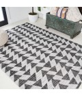 Andratx Modern Tribal Geometric Ivory/Black 3 ft. x 5 ft. Indoor/Outdoor Area Rug