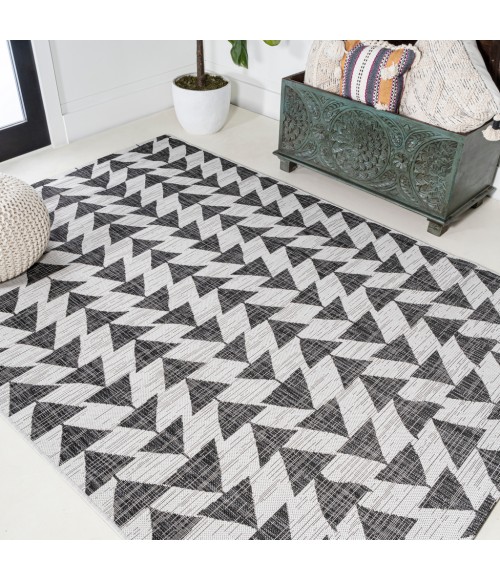 Andratx Modern Tribal Geometric Ivory/Black 3 ft. x 5 ft. Indoor/Outdoor Area Rug