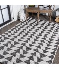 Andratx Modern Tribal Geometric Ivory/Black 3 ft. x 5 ft. Indoor/Outdoor Area Rug