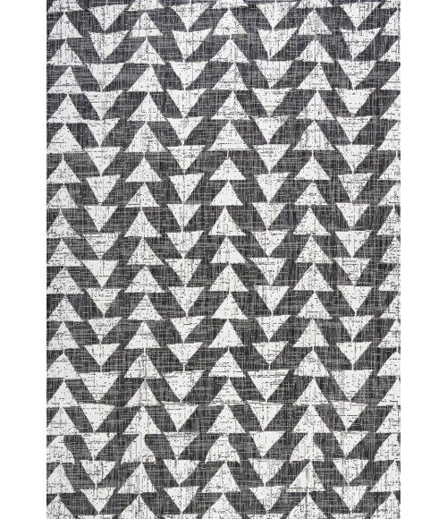SANTA MONICA Area Rug Andratx Modern Tribal Geometric Black/Ivory 8 ft. x 10 ft. Indoor/Outdoor Area Rug