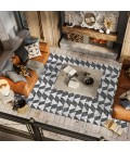 SANTA MONICA Area Rug Andratx Modern Tribal Geometric Black/Ivory 8 ft. x 10 ft. Indoor/Outdoor Area Rug