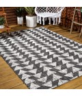 SANTA MONICA Area Rug Andratx Modern Tribal Geometric Black/Ivory 8 ft. x 10 ft. Indoor/Outdoor Area Rug