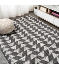 SANTA MONICA Area Rug Andratx Modern Tribal Geometric Black/Ivory 8 ft. x 10 ft. Indoor/Outdoor Area Rug