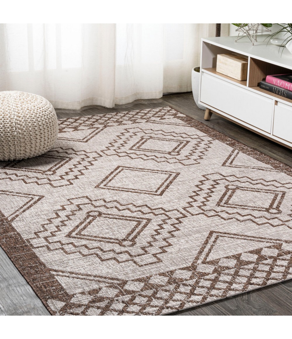 Marokko Diamond Tribal Medallion Beige/Brown 8 ft. x 10 ft. Indoor