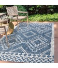 Marokko Diamond Tribal Medallion Blue/Ivory 4 ft. x 6 ft. Indoor/Outdoor Area Rug