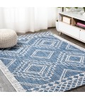 Marokko Diamond Tribal Medallion Blue/Ivory 4 ft. x 6 ft. Indoor/Outdoor Area Rug