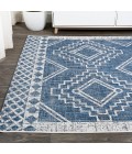 Marokko Diamond Tribal Medallion Blue/Ivory 4 ft. x 6 ft. Indoor/Outdoor Area Rug
