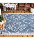 Marokko Diamond Tribal Medallion Blue/Ivory 4 ft. x 6 ft. Indoor/Outdoor Area Rug