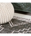 SANTA MONICA Area Rug Marokko Diamond Tribal Medallion Black/Ivory 4 ft. x 6 ft. Indoor/Outdoor Area Rug
