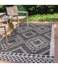 SANTA MONICA Area Rug Marokko Diamond Tribal Medallion Black/Ivory 4 ft. x 6 ft. Indoor/Outdoor Area Rug