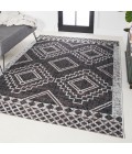SANTA MONICA Area Rug Marokko Diamond Tribal Medallion Black/Ivory 4 ft. x 6 ft. Indoor/Outdoor Area Rug