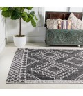 SANTA MONICA Area Rug Marokko Diamond Tribal Medallion Black/Ivory 4 ft. x 6 ft. Indoor/Outdoor Area Rug