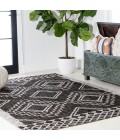 SANTA MONICA Area Rug Marokko Diamond Tribal Medallion Black/Ivory 4 ft. x 6 ft. Indoor/Outdoor Area Rug