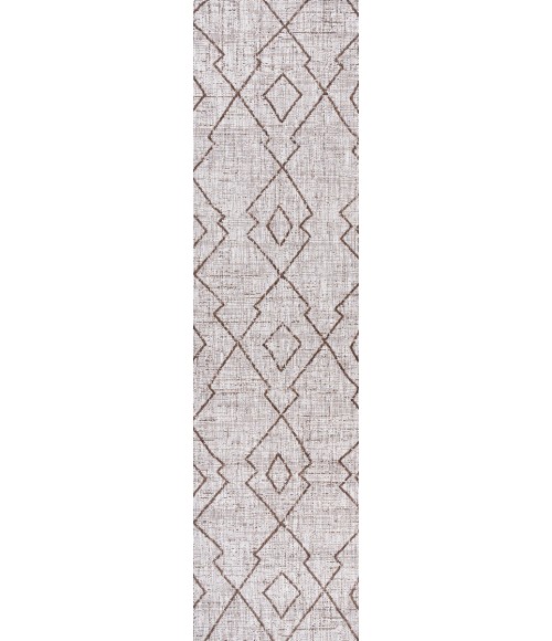 SANTA MONICA Area Rug Carwa Tribal Diamond Trellis Beige/Brown 2 ft. x 10 ft. Indoor/Outdoor Runner Rug
