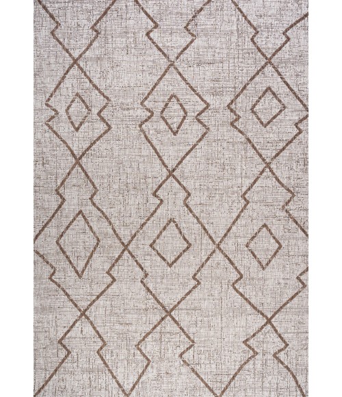 SANTA MONICA Area Rug Carwa Tribal Diamond Trellis Beige/Brown 4 ft. x 6 ft. Indoor/Outdoor Area Rug