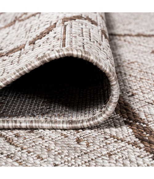 SANTA MONICA Area Rug Carwa Tribal Diamond Trellis Beige/Brown 2 ft. x 10 ft. Indoor/Outdoor Runner Rug