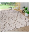 SANTA MONICA Area Rug Carwa Tribal Diamond Trellis Beige/Brown 4 ft. x 6 ft. Indoor/Outdoor Area Rug