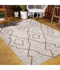 SANTA MONICA Area Rug Carwa Tribal Diamond Trellis Beige/Brown 4 ft. x 6 ft. Indoor/Outdoor Area Rug