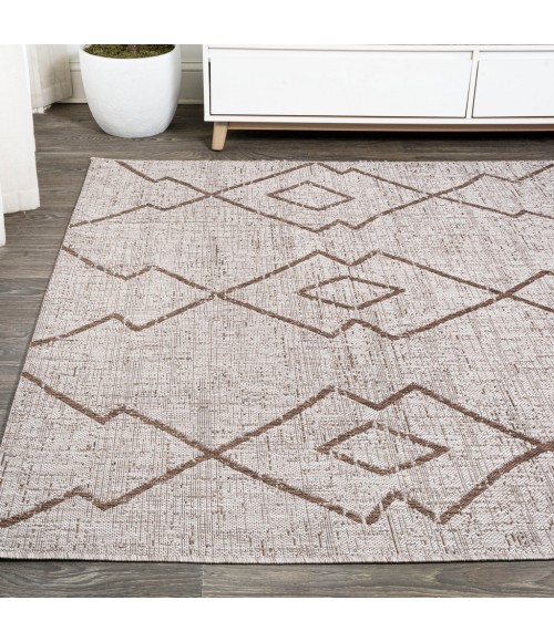 SANTA MONICA Area Rug Carwa Tribal Diamond Trellis Beige/Brown 4 ft. x 6 ft. Indoor/Outdoor Area Rug
