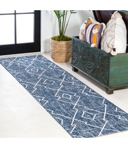 Jonathany Santa Monica SMB128C Blue/Ivory Area Rug 2 ft. 2 in. X 8 ft. Runner