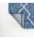 SANTA MONICA Area Rug Carwa Tribal Diamond Trellis Blue/Ivory 2 ft. x 8 ft. Indoor/Outdoor Runner Rug