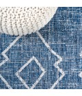 SANTA MONICA Area Rug Carwa Tribal Diamond Trellis Blue/Ivory 2 ft. x 8 ft. Indoor/Outdoor Runner Rug