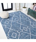SANTA MONICA Area Rug Carwa Tribal Diamond Trellis Blue/Ivory 8 ft. x 10 ft. Indoor/Outdoor Area Rug
