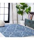 SANTA MONICA Area Rug Carwa Tribal Diamond Trellis Blue/Ivory 8 ft. x 10 ft. Indoor/Outdoor Area Rug