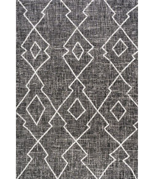 SANTA MONICA Area Rug Carwa Tribal Diamond Trellis Black/Ivory 4 ft. x 6 ft. Indoor/Outdoor Area Rug