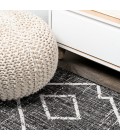 SANTA MONICA Area Rug Carwa Tribal Diamond Trellis Black/Ivory 2 ft. x 10 ft. Indoor/Outdoor Runner Rug