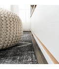 SANTA MONICA Area Rug Carwa Tribal Diamond Trellis Black/Ivory 2 ft. x 10 ft. Indoor/Outdoor Runner Rug