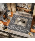 SANTA MONICA Area Rug Carwa Tribal Diamond Trellis Black/Ivory 4 ft. x 6 ft. Indoor/Outdoor Area Rug