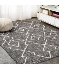 SANTA MONICA Area Rug Carwa Tribal Diamond Trellis Black/Ivory 4 ft. x 6 ft. Indoor/Outdoor Area Rug