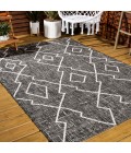 SANTA MONICA Area Rug Carwa Tribal Diamond Trellis Black/Ivory 4 ft. x 6 ft. Indoor/Outdoor Area Rug