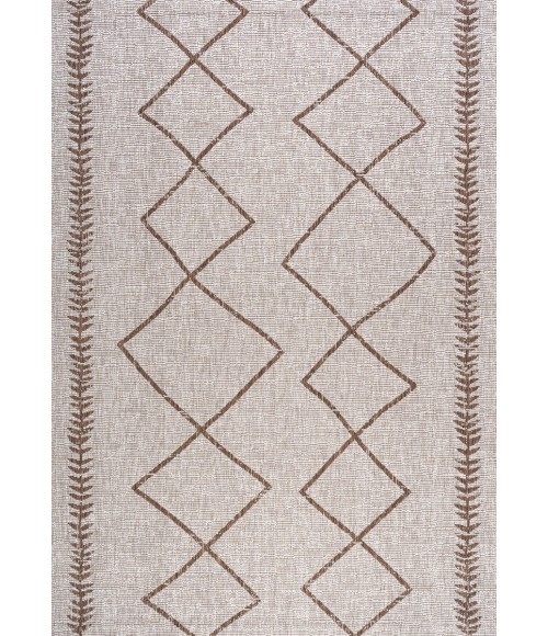 Derya Tribal Diamond Trellis Beige/Brown 8 ft. x 10 ft. Indoor/Outdoor Area Rug