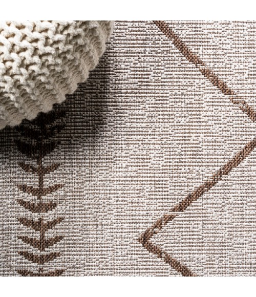 SANTA MONICA Area Rug Derya Tribal Diamond Trellis Beige/Brown 2 ft. x 10 ft. Indoor/Outdoor Runner Rug