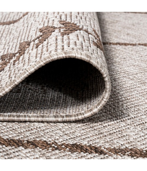 SANTA MONICA Area Rug Derya Tribal Diamond Trellis Beige/Brown 2 ft. x 10 ft. Indoor/Outdoor Runner Rug