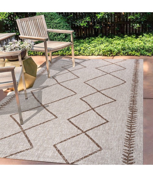 Derya Tribal Diamond Trellis Beige/Brown 8 ft. x 10 ft. Indoor/Outdoor Area Rug