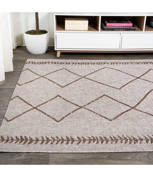 Derya Tribal Diamond Trellis Beige/Brown 8 ft. x 10 ft. Indoor/Outdoor Area Rug