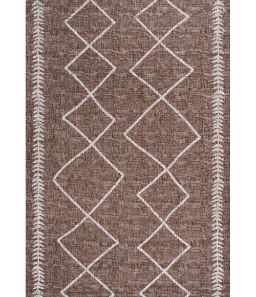 SANTA MONICA Area Rug Derya Tribal Diamond Trellis Brown/Beige 8 ft. x 10 ft. Indoor/Outdoor Area Rug