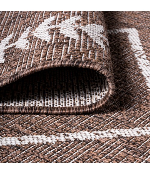 SANTA MONICA Area Rug Derya Tribal Diamond Trellis Brown/Beige 2 ft. x 8 ft. Indoor/Outdoor Runner Rug