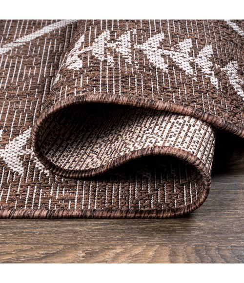 SANTA MONICA Area Rug Derya Tribal Diamond Trellis Brown/Beige 2 ft. x 8 ft. Indoor/Outdoor Runner Rug