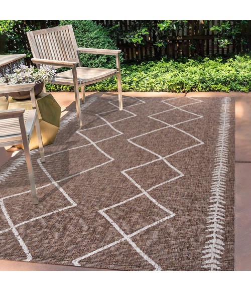 SANTA MONICA Area Rug Derya Tribal Diamond Trellis Brown/Beige 8 ft. x 10 ft. Indoor/Outdoor Area Rug