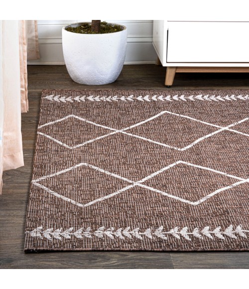 SANTA MONICA Area Rug Derya Tribal Diamond Trellis Brown/Beige 8 ft. x 10 ft. Indoor/Outdoor Area Rug
