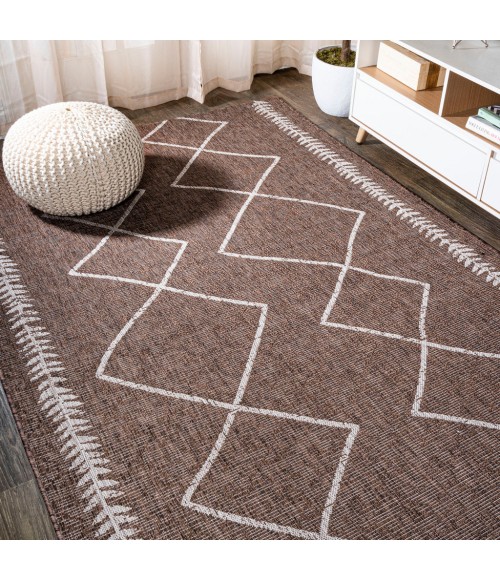 SANTA MONICA Area Rug Derya Tribal Diamond Trellis Brown/Beige 8 ft. x 10 ft. Indoor/Outdoor Area Rug