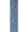 SANTA MONICA Area Rug Derya Tribal Diamond Trellis Blue/Ivory 2 ft. x 10 ft. Indoor/Outdoor Runner Rug